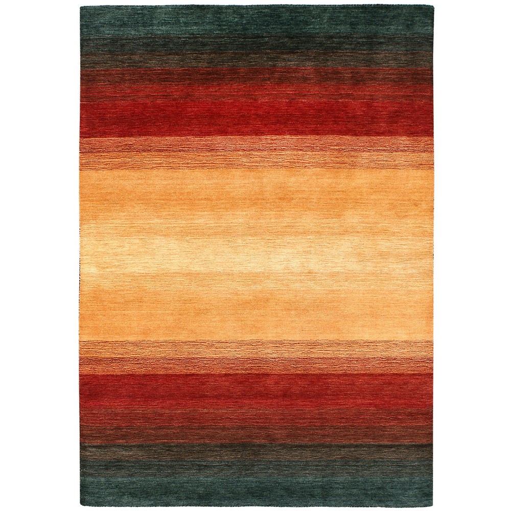 Panorama Modern Wool Striped Rug 6029 in Black Terra